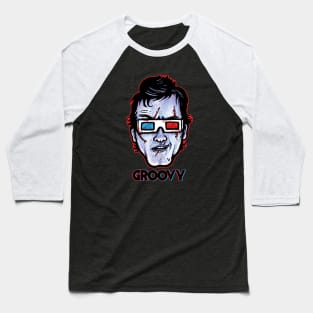 Groovy 3D... Evil Dead Ash Williams Wearing 3D Glasses Baseball T-Shirt